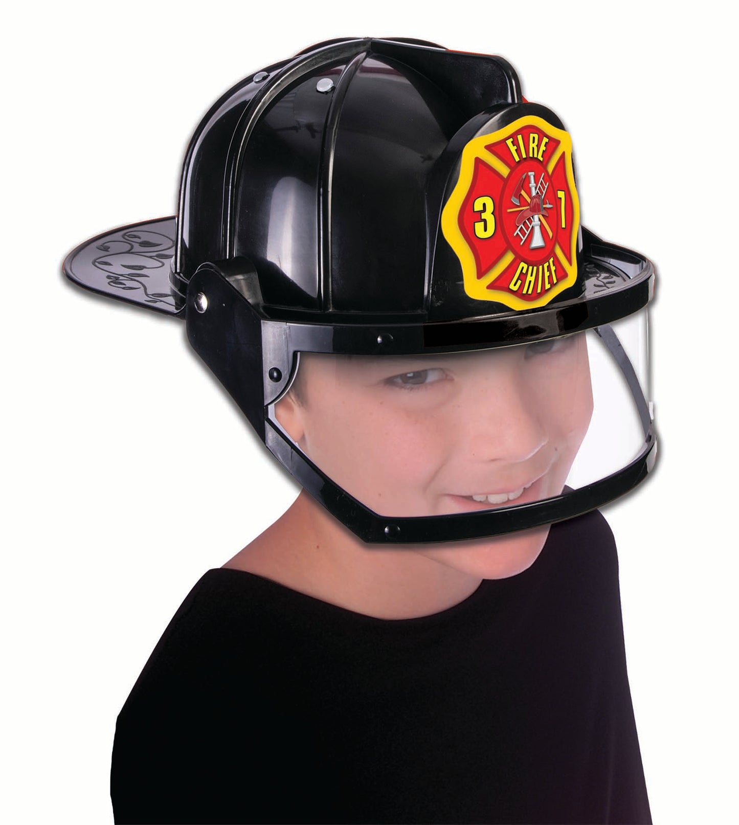 Deluxe Black Fireman Hat - Child