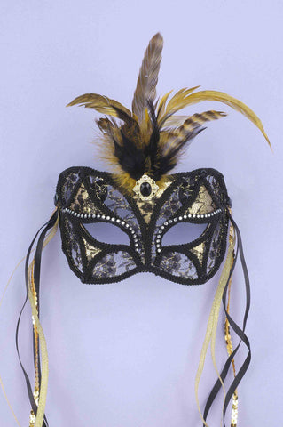 Black and Gold Lace Mask