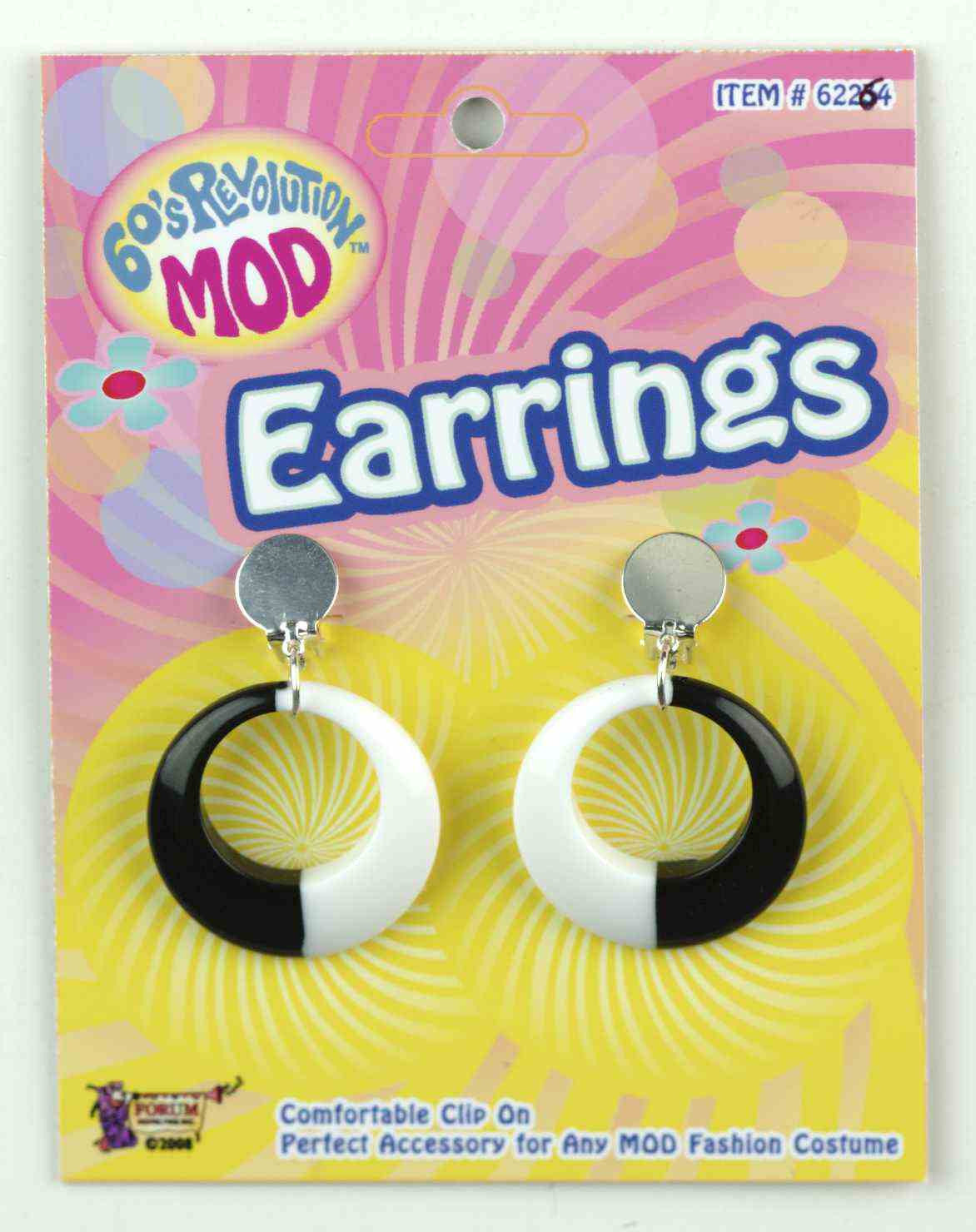 EARRINGS - MOD 60'S REVOLUTION BK/WH