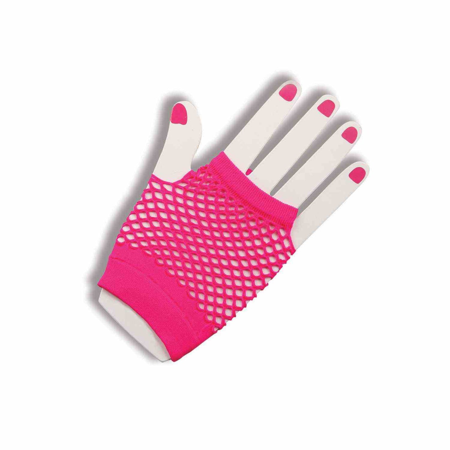 PINK FINGERLESS GLOVES SHORT FISHNET 1PR/PKG