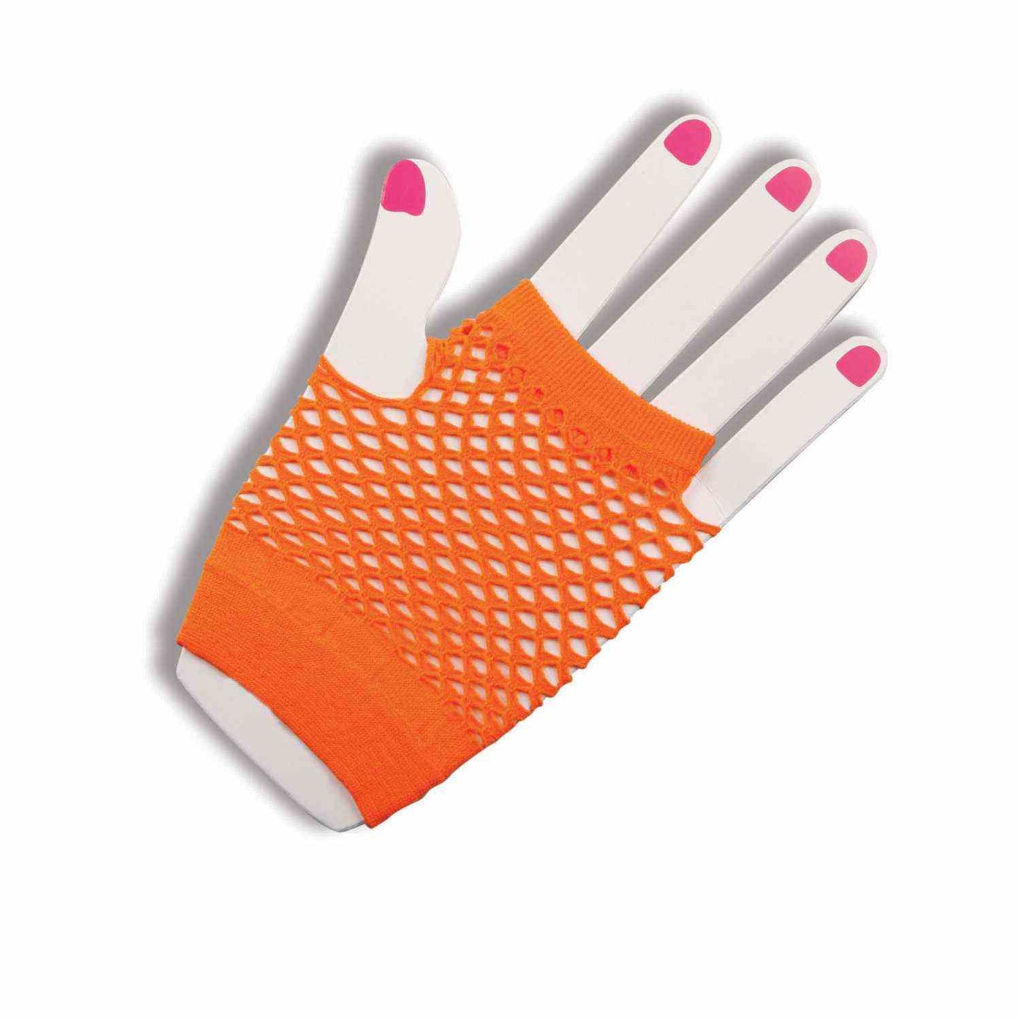 Orange Fishnet Fingerless Gloves