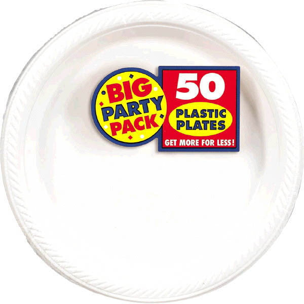 PLASTIC PLATES WHITE 7" 50PCS/PKG