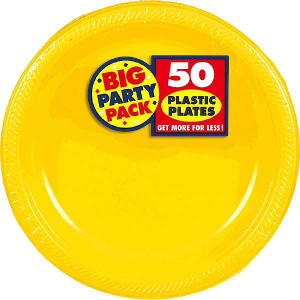 PLASTIC PLATES BRT YELLOW 7" 50PCS/PKG