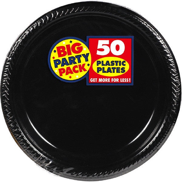 PLASTIC PLATES BLACK 7" 50PCS/PKG