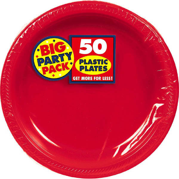 PLASTIC PLATES RED 7" 50PCS/PKG