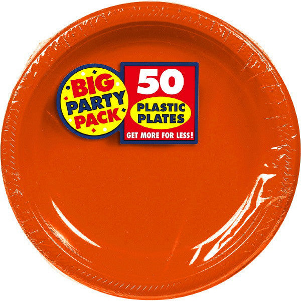 PLASTIC PLATES ORANGE 10.5" 50PCS/PKG