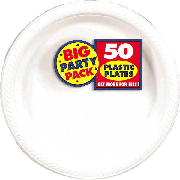 PLASTIC PLATES WHITE 10.25" 50PCS/PKG