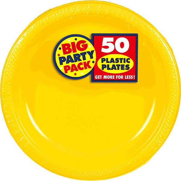 PLASTIC PLATES BRT YELLOW 10.5" 50PCS/PKG