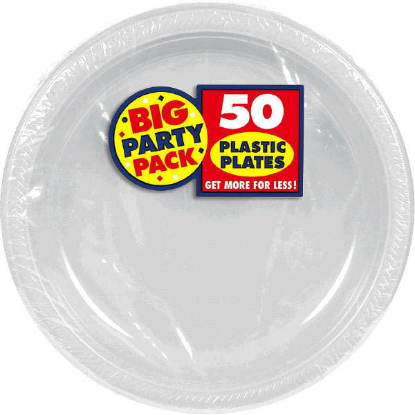 PLASTIC PLATES SILVER 10.5" 50PCS/PKG