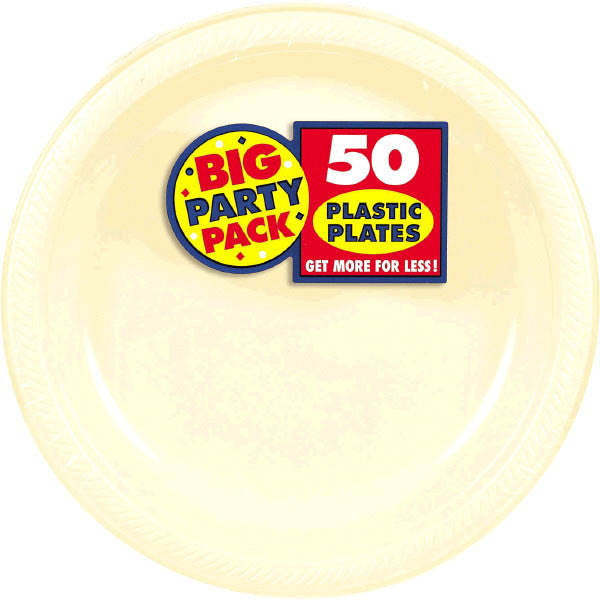 PLASTIC PLATES VANILLA 10.25" 50PCS/PKG