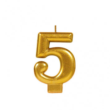 GOLD NUMBER 5 METALLIC CANDLE