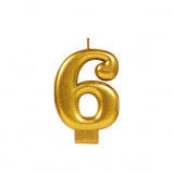 GOLD NUMBER 6 METALLIC CANDLE