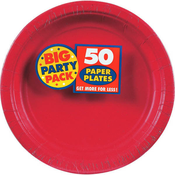 Apple Red 8.5" Paper Plates - 50ct.