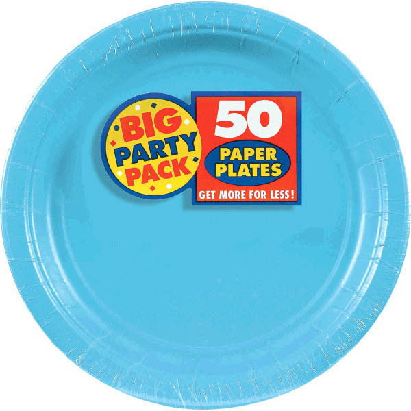 PAPER PLATE CARIBBEAN BLUE 8.5" 50CT.