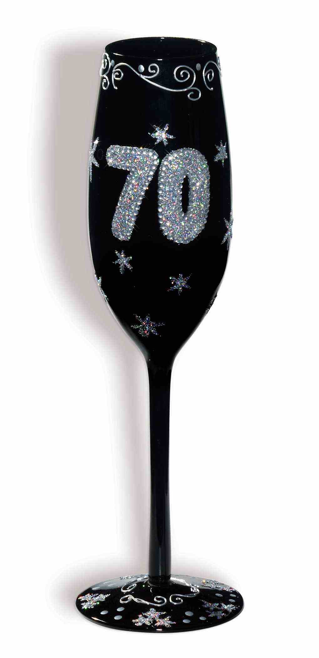 Black "70" Champagne Fluted Glass