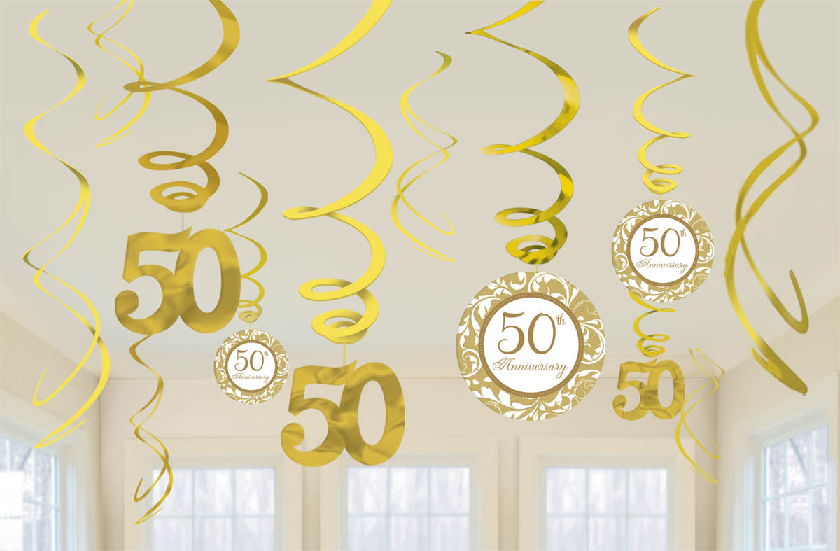 50TH ANNIVERSARY SWIRL DECORATIONS