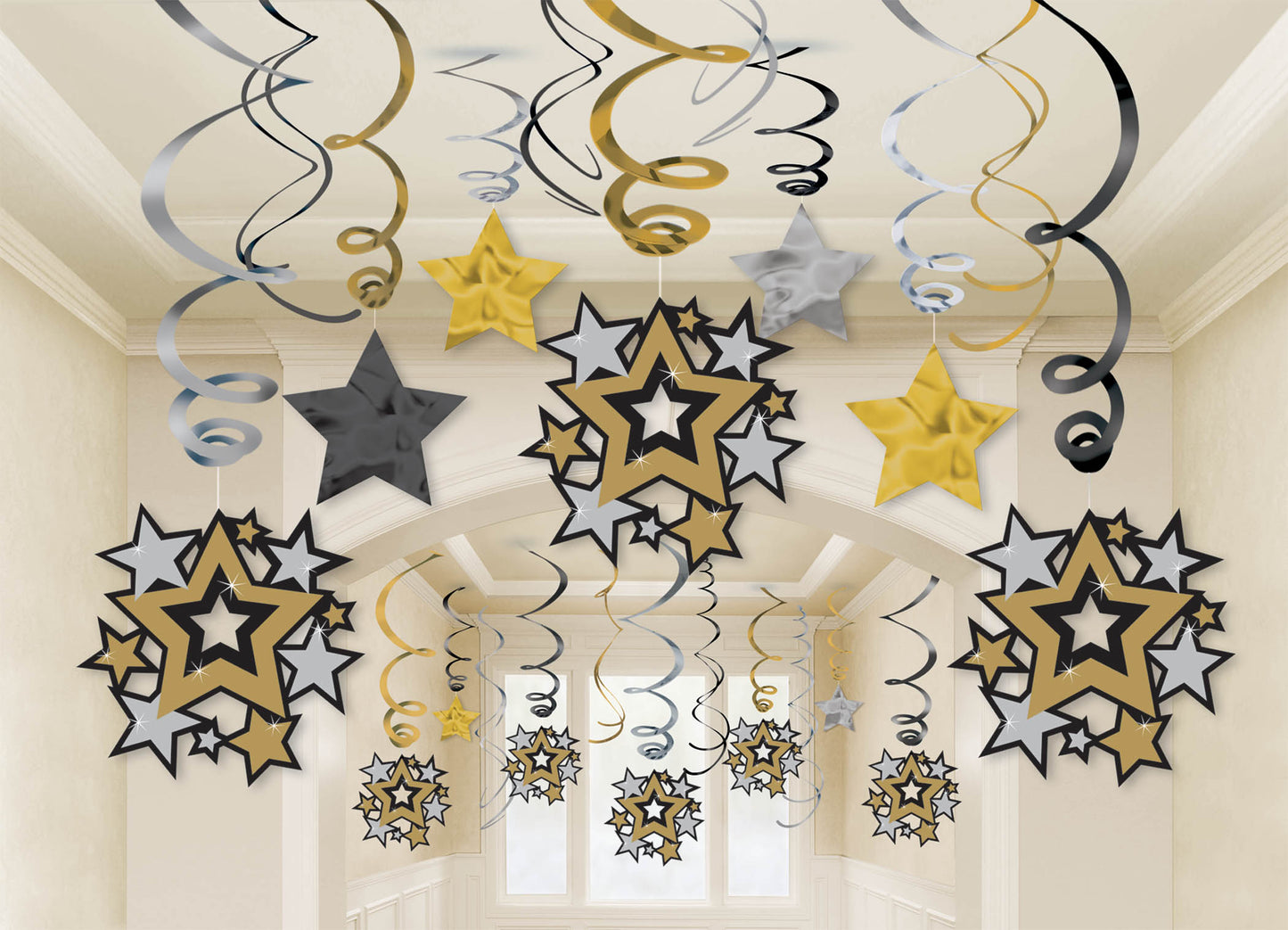 HOLLYWOOD SWIRL DECORATIONS 30 PACK