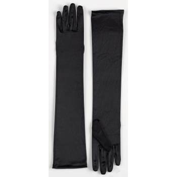 Black Long Satin Gloves
