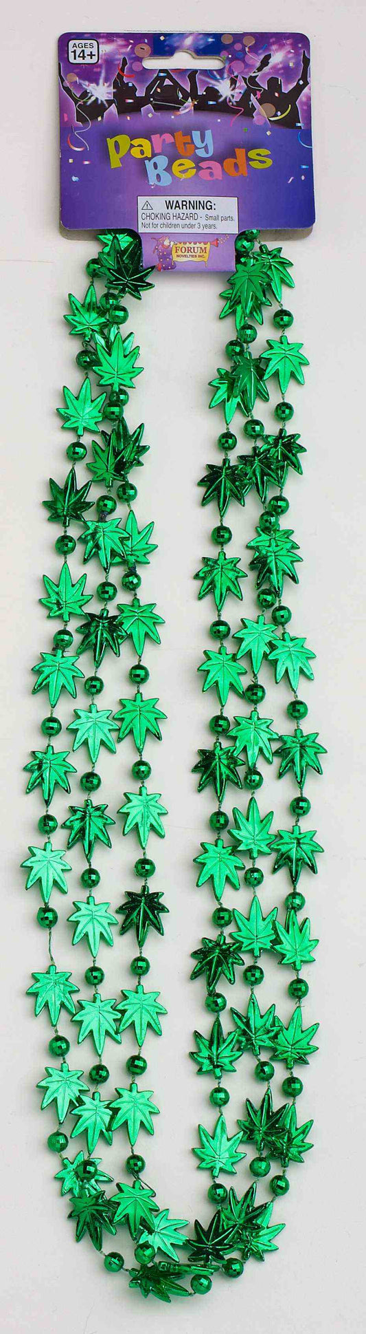 Marijuana Green Leaf Bead Necklaces - 3ct.