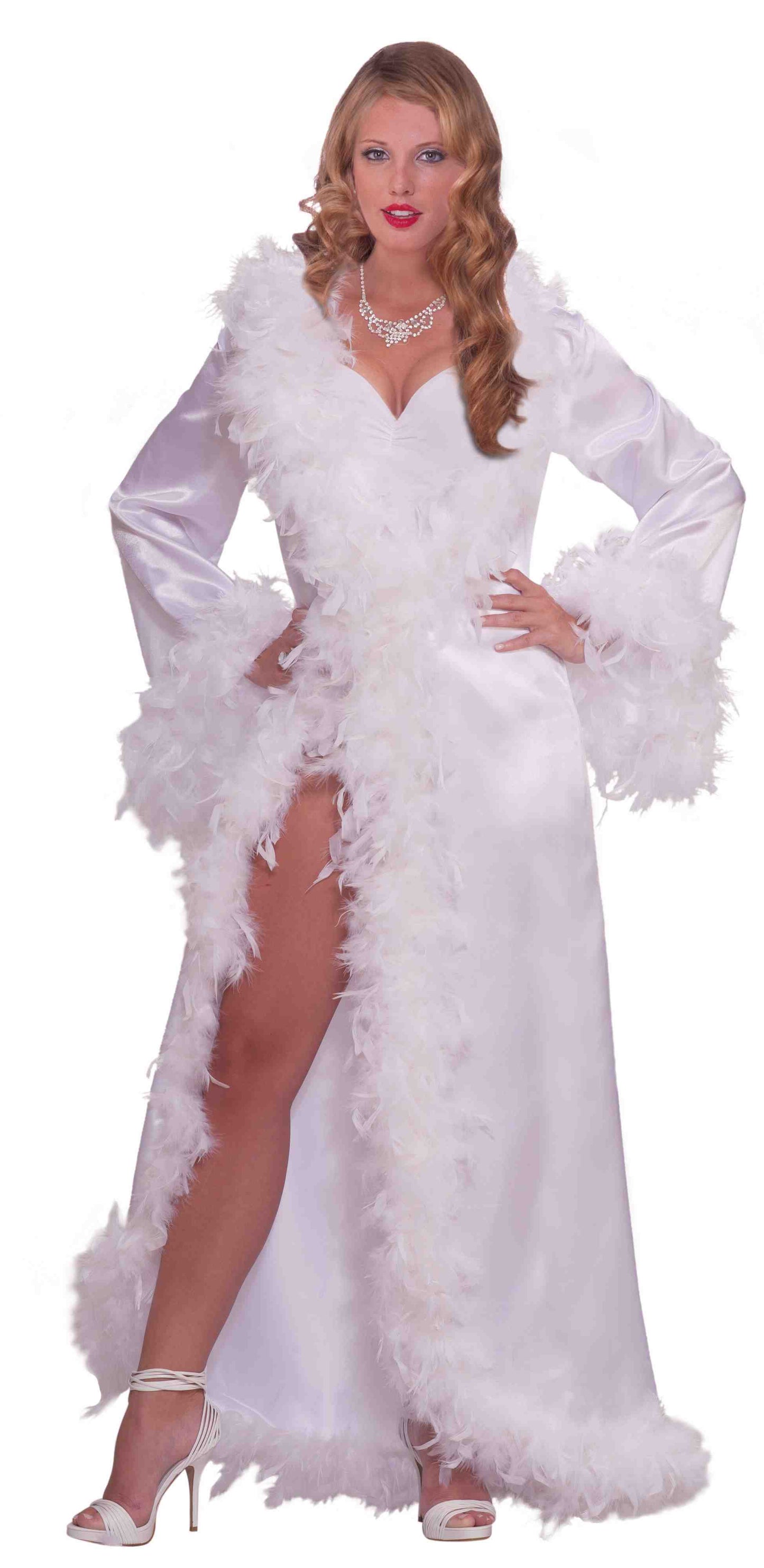 HOLLYWOOD MARABOU SATIN ROBE - ADULT STANDARD