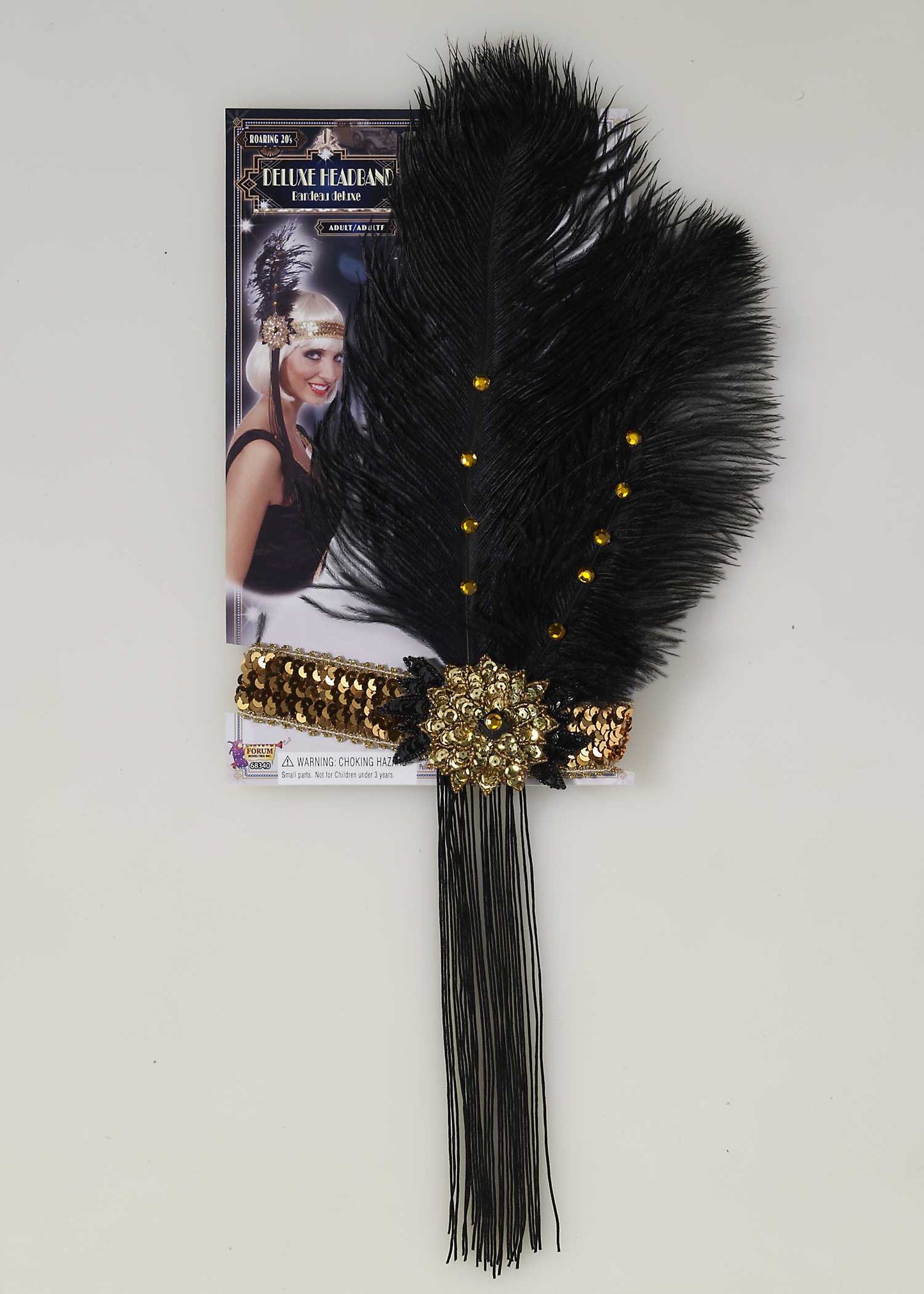 Gold Flapper Headband w/Feather