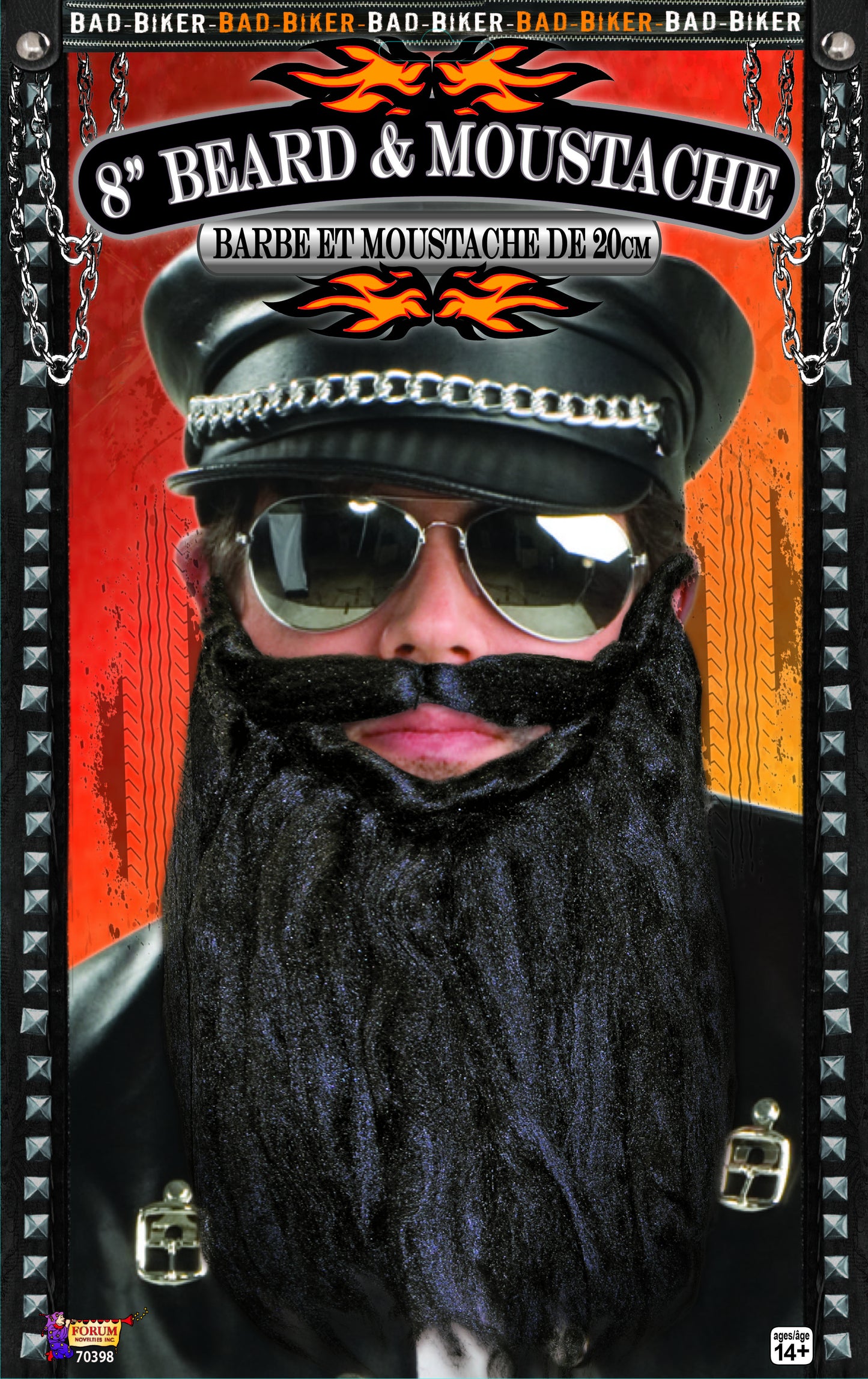 Biker Long Beard & Moustache Set