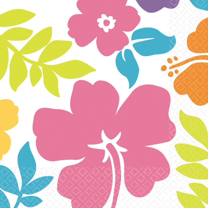 WHITE HIBISCUS LUNCHEON NAPKINS