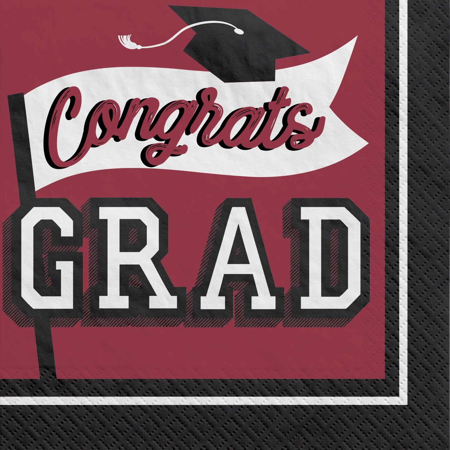 Burgundy / Maroon Congrats Grad Luncheon Napkins