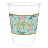 CONGRATULATIONS WEDDING PLASTIC CUPS 6CT