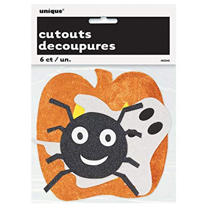 MINI HALLOWEEN GLITTER CUTOUTS 6CT