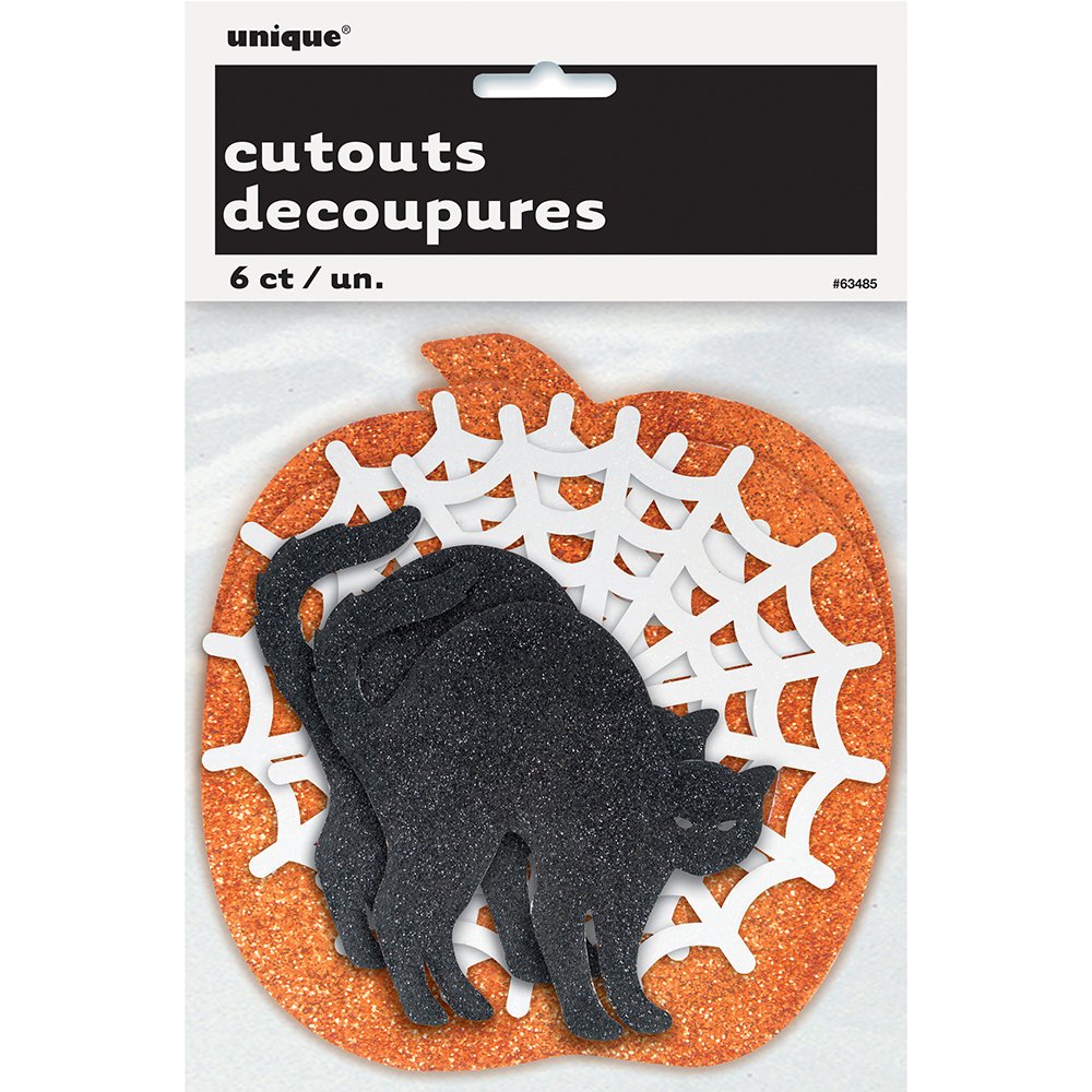 MINI HALLOWEEN GLITTER CUTOUTS 6CT