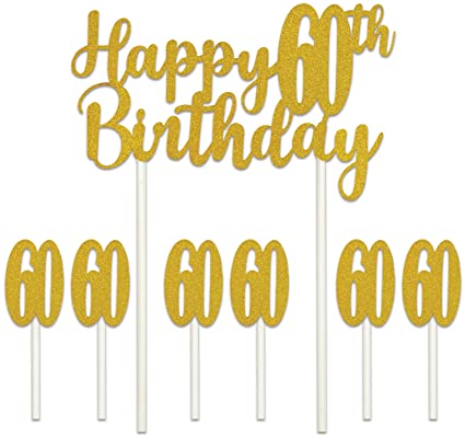 CAKE TOPPER - HAPPY 60TH BIRTHDAY
