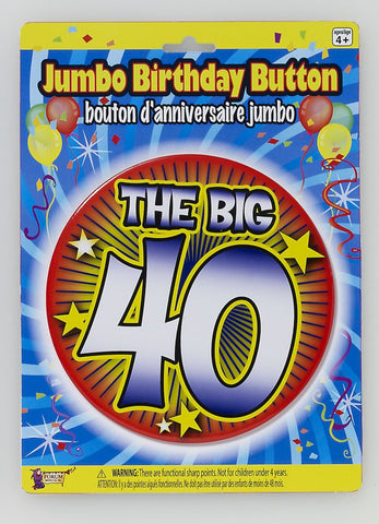 JUMBO BIRTHDAY BUTTON 40 6"    1PC/CARD