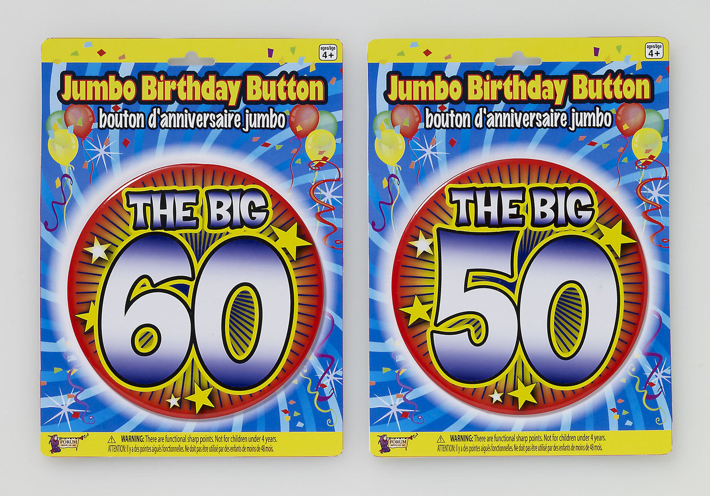 JUMBO BIRTHDAY BUTTON 50 6" 1PC/CARD