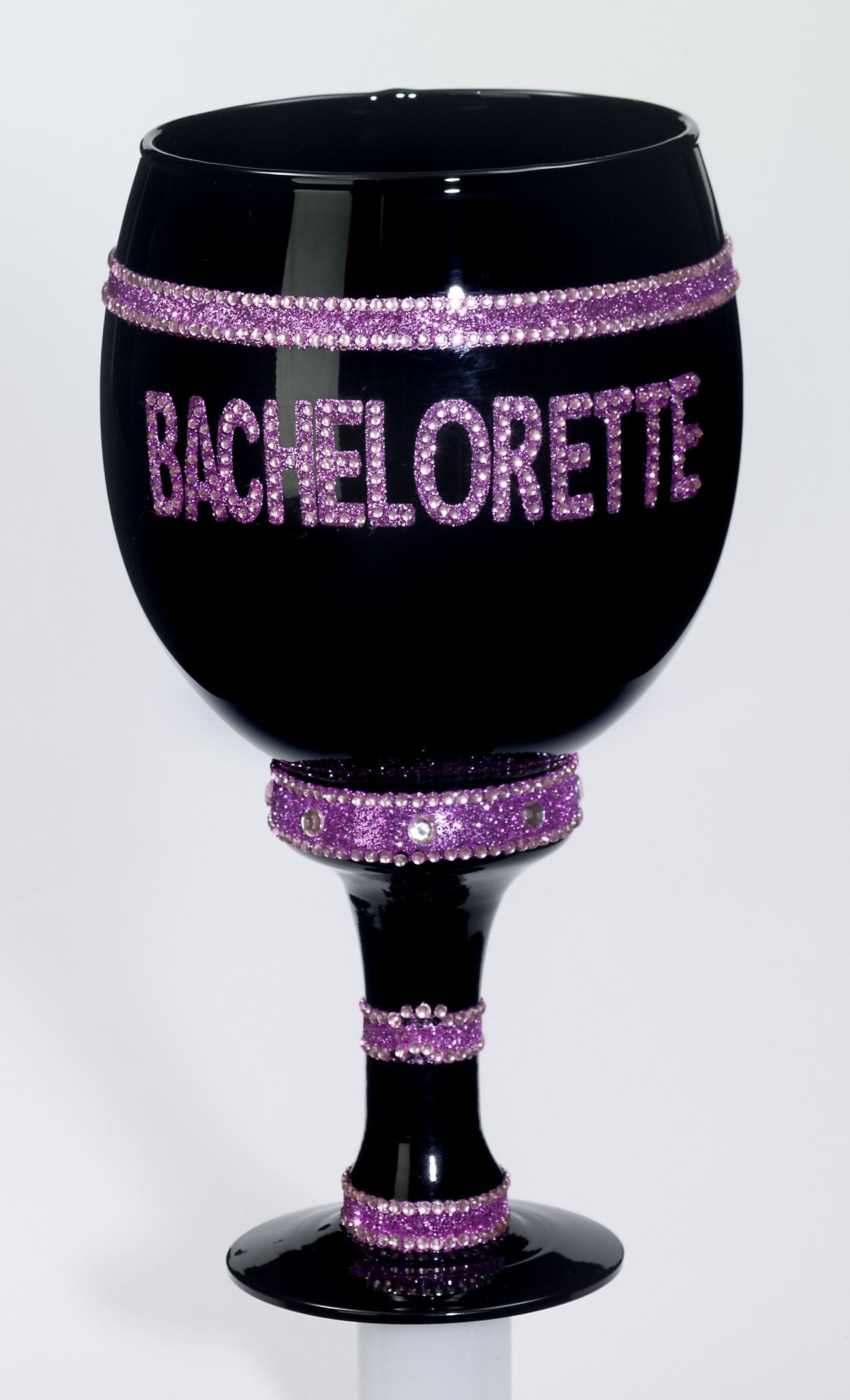 BACHELORETTE JUMBO GOBLET BLACK W/PINK JEWELS