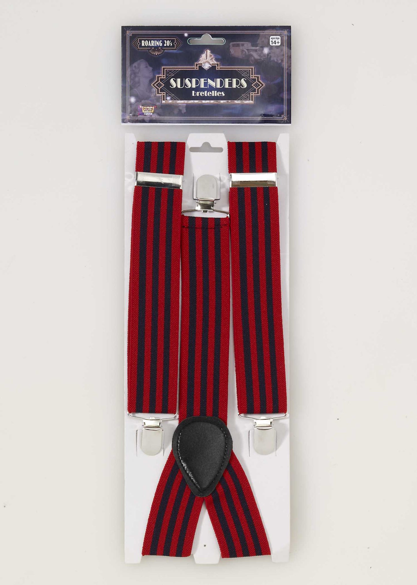 Roaring 20's Red/Black Striped Suspenders