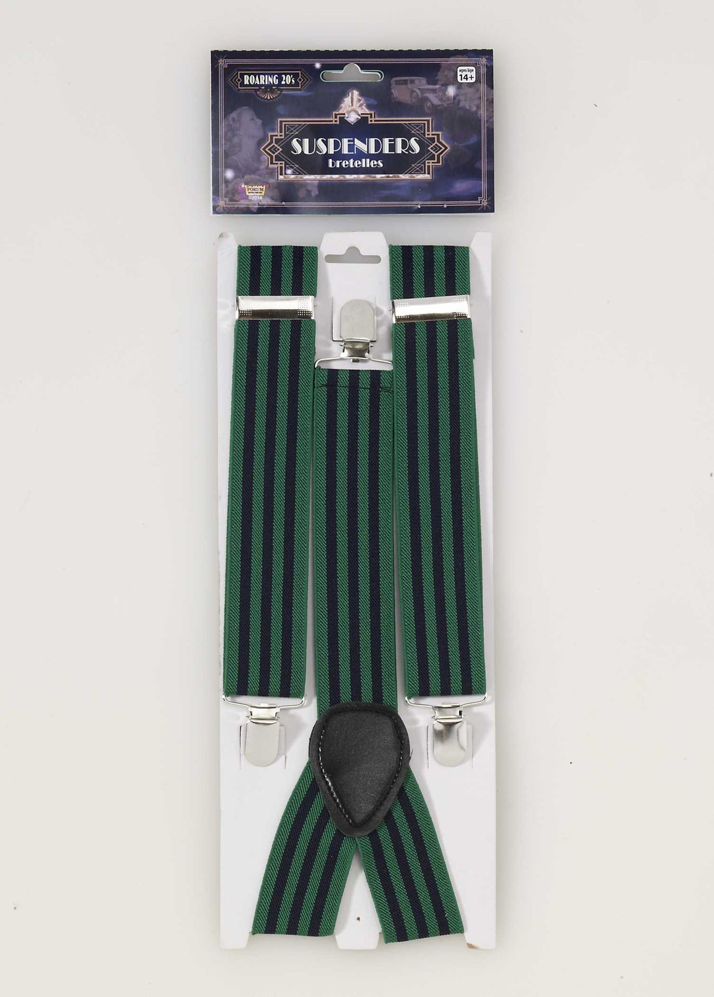 1920's Green/Blue Striped Suspenders