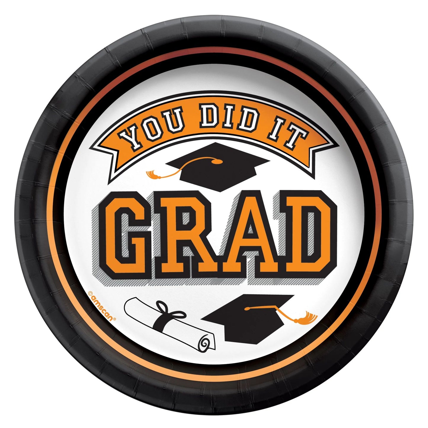 Orange "You Did It" 6.75" Graduation Paper Plates