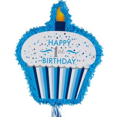 1ST BIRTHDAY BLUE CUPCAKE PINATA - No Returns