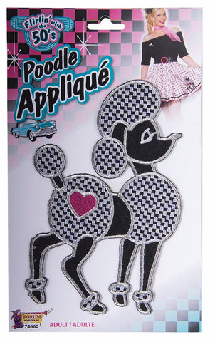 50's Poodle Applique Black/Pink