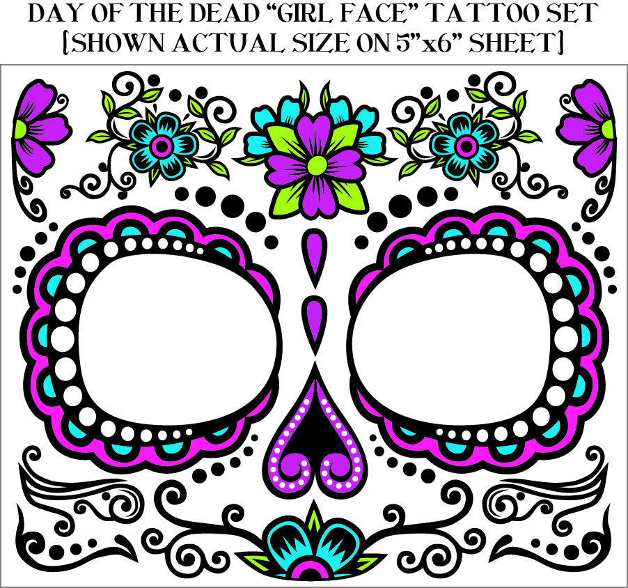DAY OF THE DEAD TATTOOS 1 SET/PKG
