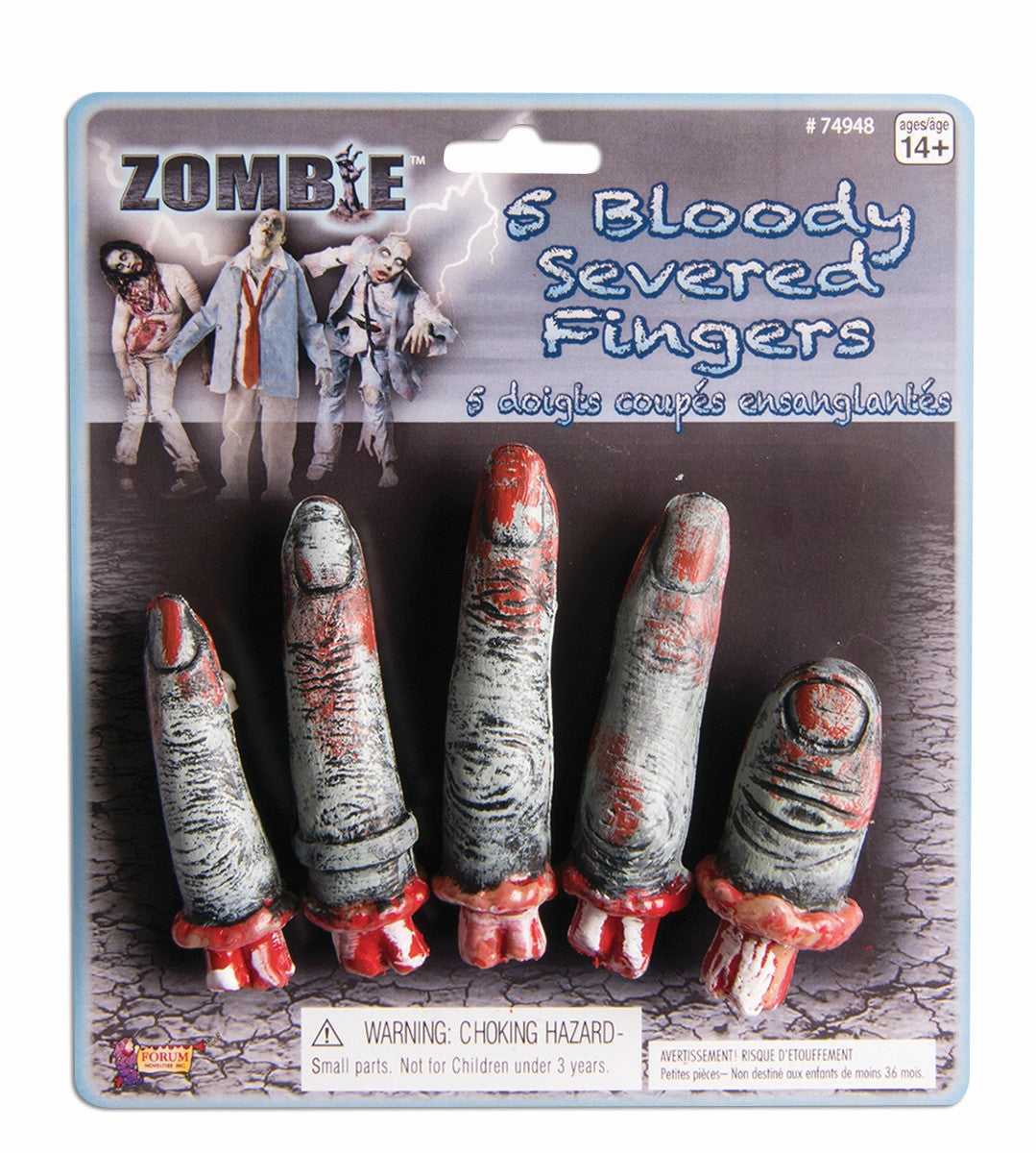 ZOMBIE BLOODY FINGERS AGES 14+ 5PCS/PKG