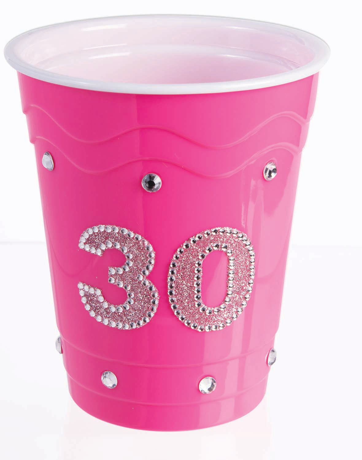 Pink Jeweled "30" Plastic Cup