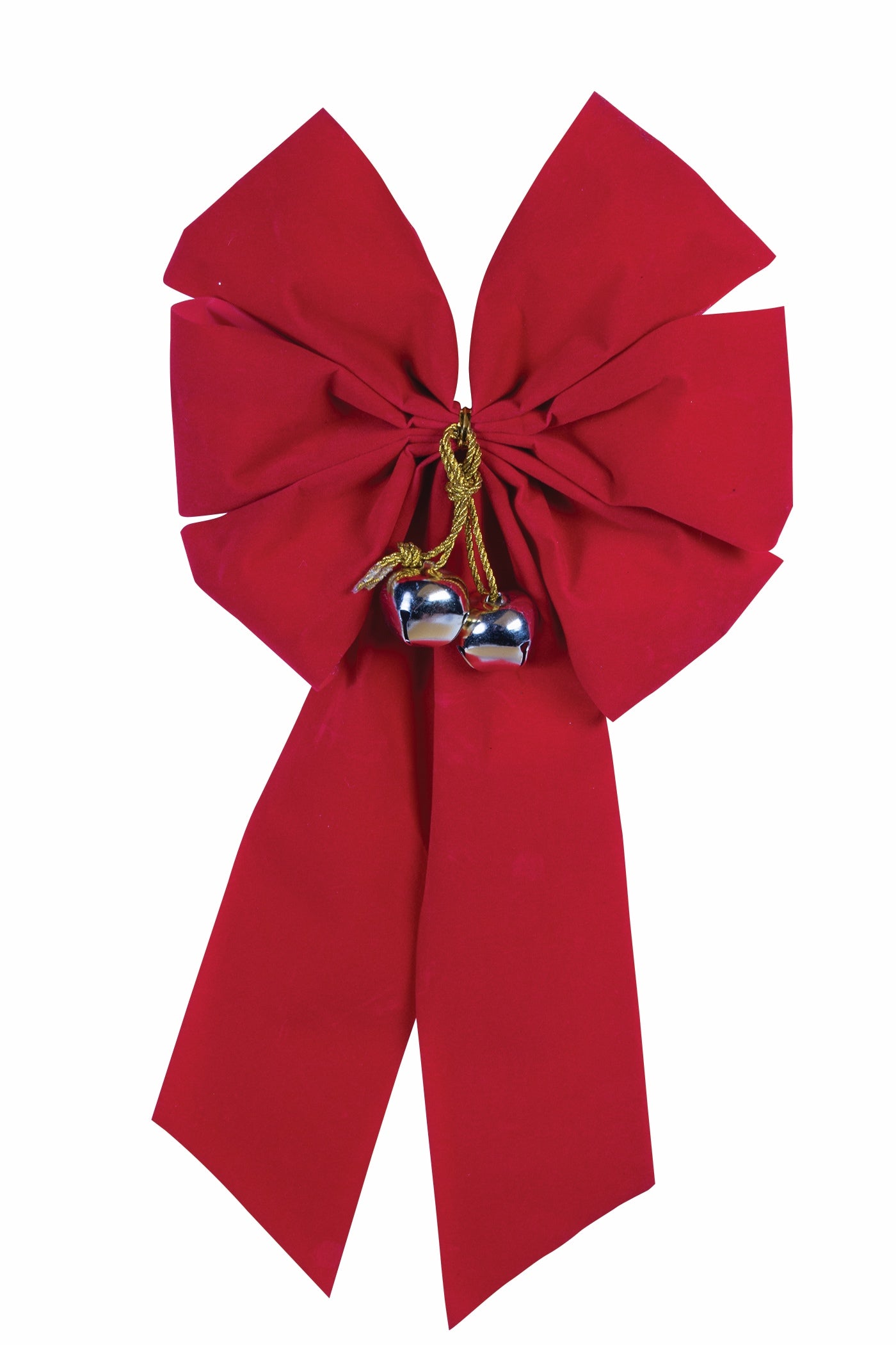 RED VELVET BOW W BELLS 6 LOOP 1PC/CARD
