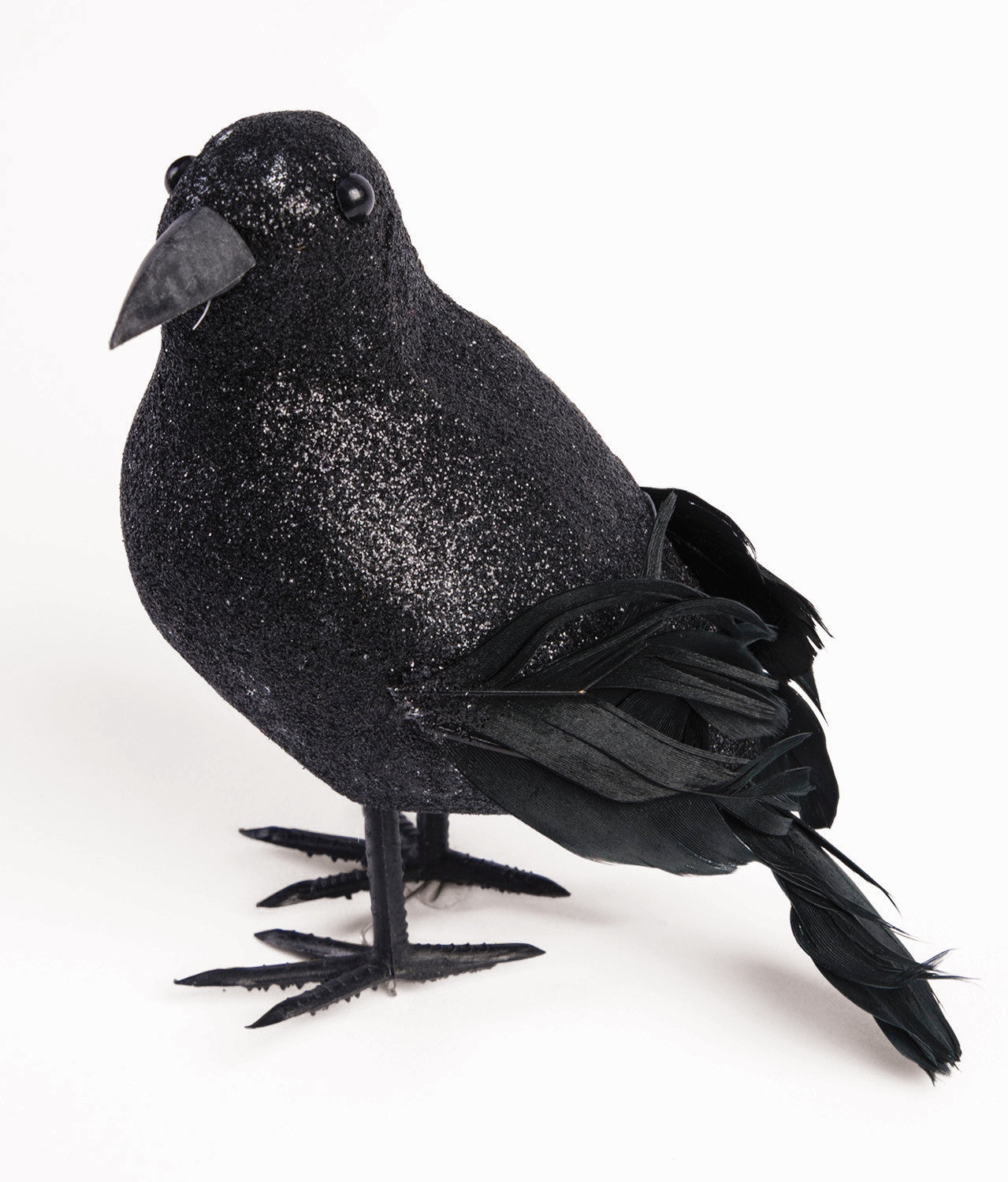 6" Black Glitter Crow