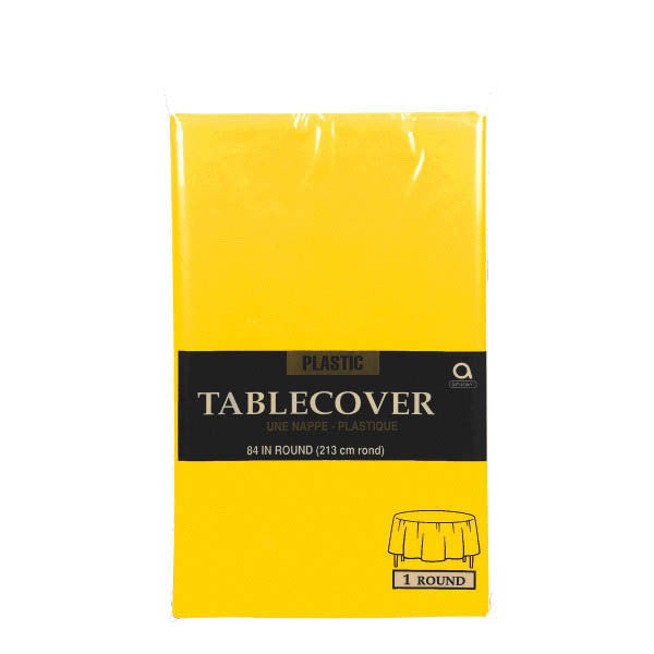 Yellow Round Plastic Table Cover