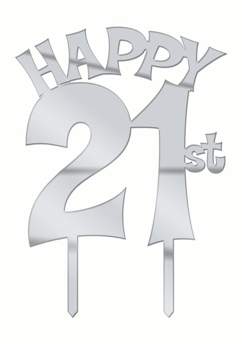Silver 21st Birthday Cake Topper