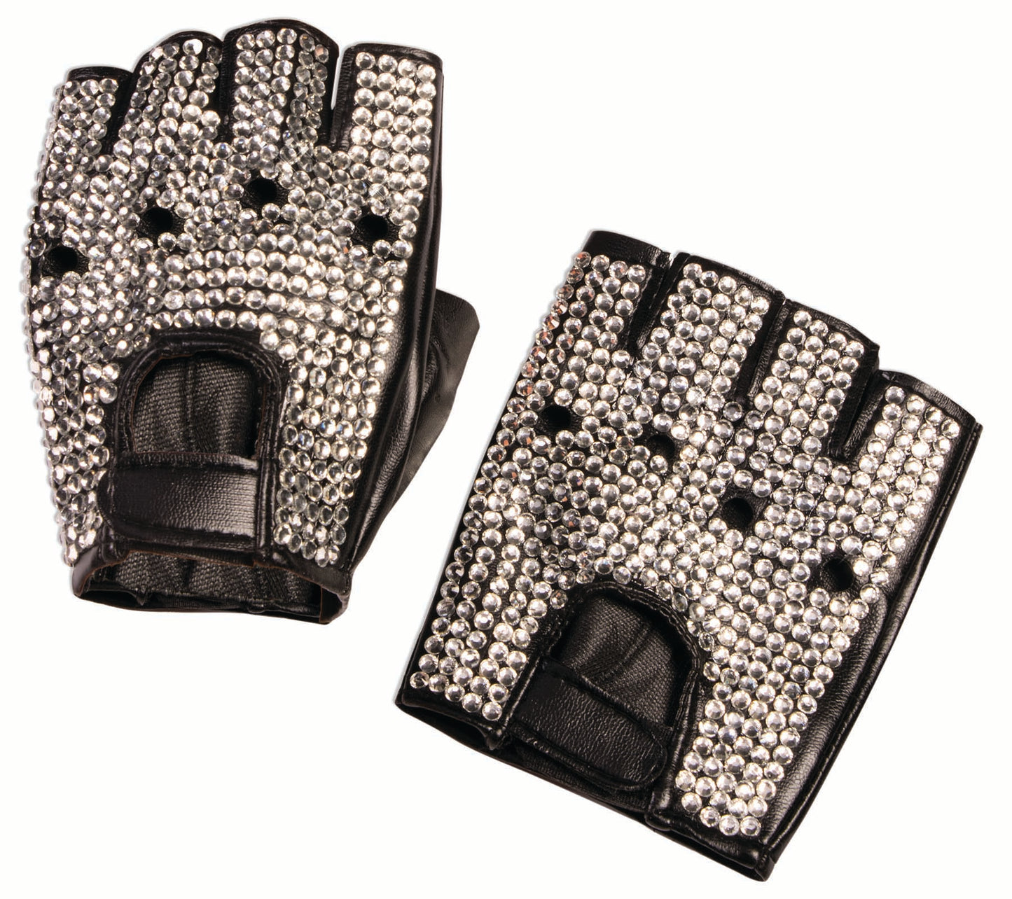 Rhinestone Biker Gloves