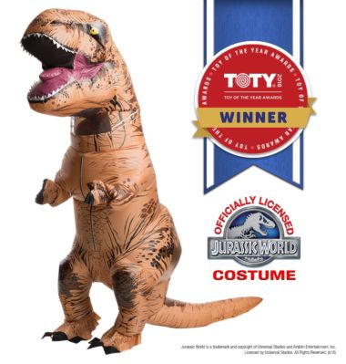 INFLATABLE JURASSIC WORLD T-REX COSTUME - ADULT