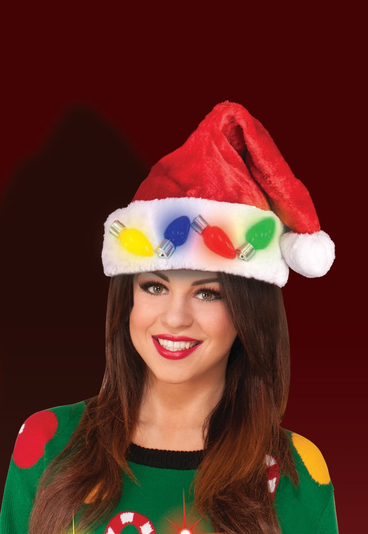 Light Up Flashing Santa Hat